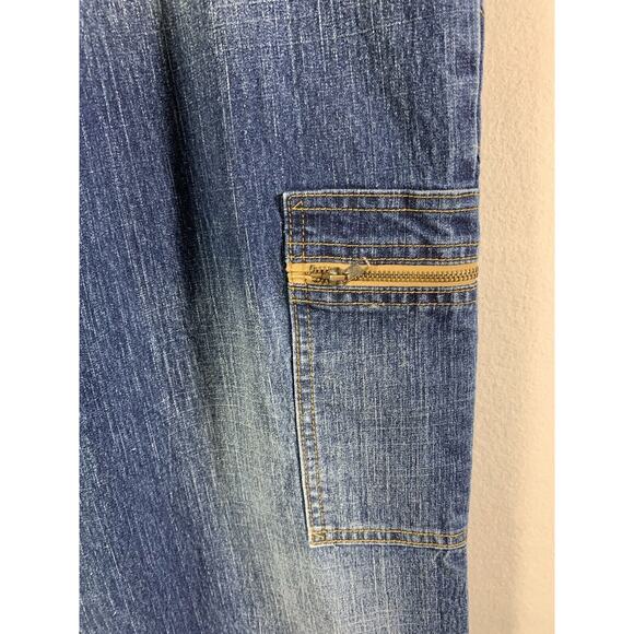 Old Skool Jeans Womens Plus Sz 22 Drawstring Side Bottom Blue‎ Denim Zip Pockets - Picture 10 of 14